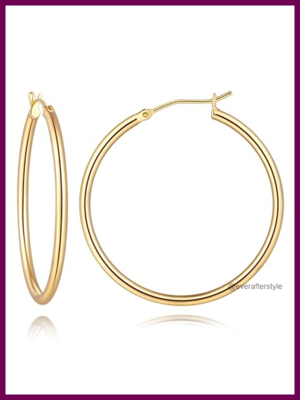 14K Gold Plated Hoop Earrings for Women 20mm-70mm Lever Back